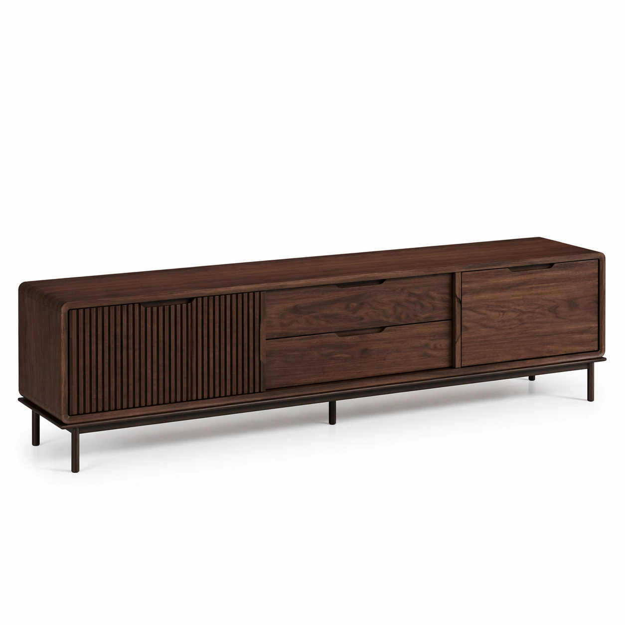 Mueble TV madera oscura con cajones-selviao